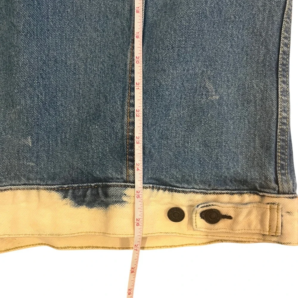 Levi's Strauss Mens Custom Bleached Splatter Denim Trucker Jacket Blue XL